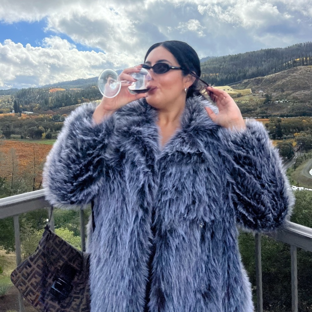 Bar III Gray Faux-Fur Long Coat